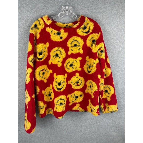 Disney Other - Disney Sleepwear Winnie The Pooh Womens M Red All Over Print Pajama Top